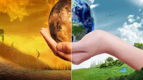 Climate change impact comparison on Earth.