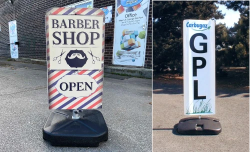 Signs for barbershop and automotive service.